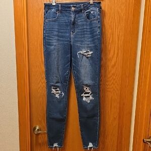 American Eagle Outfitters Ripped Dark Blue Skinny Jeans